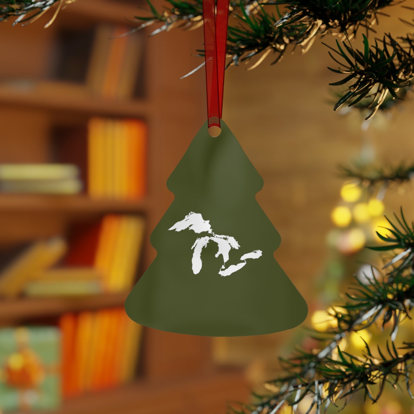 Great Lakes Christmas Ornament | Metal - Army Green