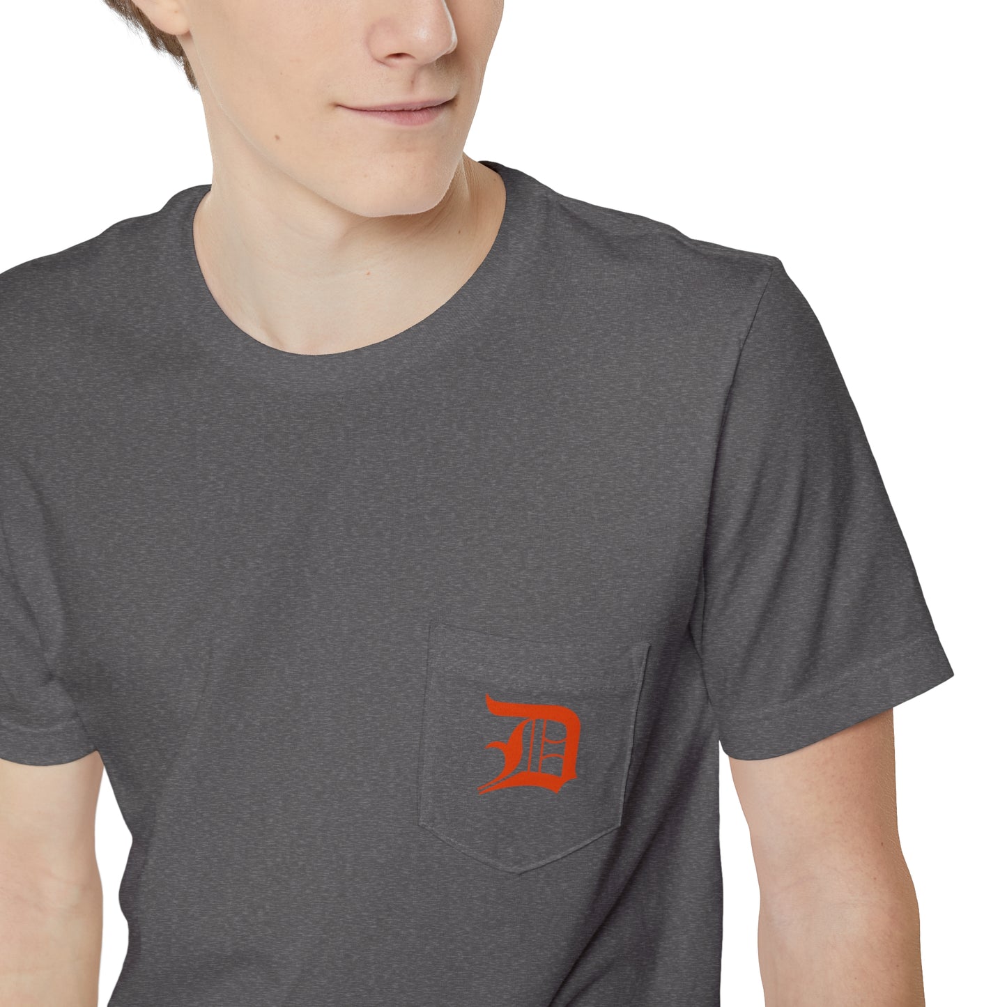 Detroit 'Old English D' Pocket T-Shirt (Maple Leaf Orange) | Unisex Standard