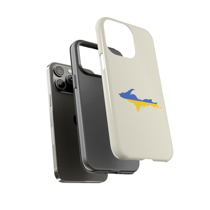 Michigan Upper Peninsula Tough Phone Case (Ivory Color w/ UP Ukraine Flag Outline) | Apple iPhone