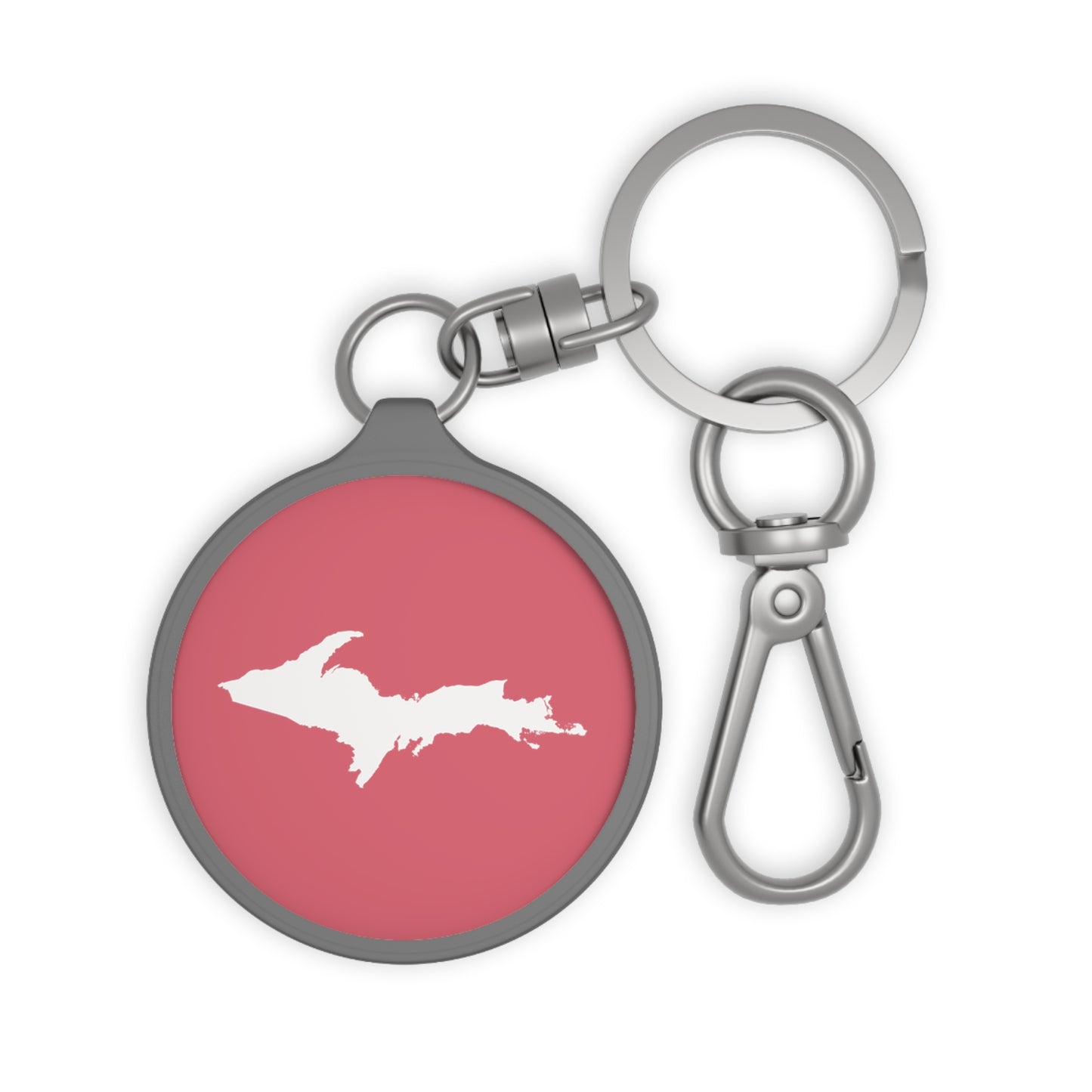 Michigan Upper Peninsula Keyring (w/ UP Outline) | Watermelon Pink