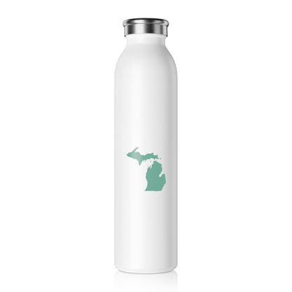 Michigan Water Bottle (w/ Metallic Mint Green Outline) | 20oz Double-Walled
