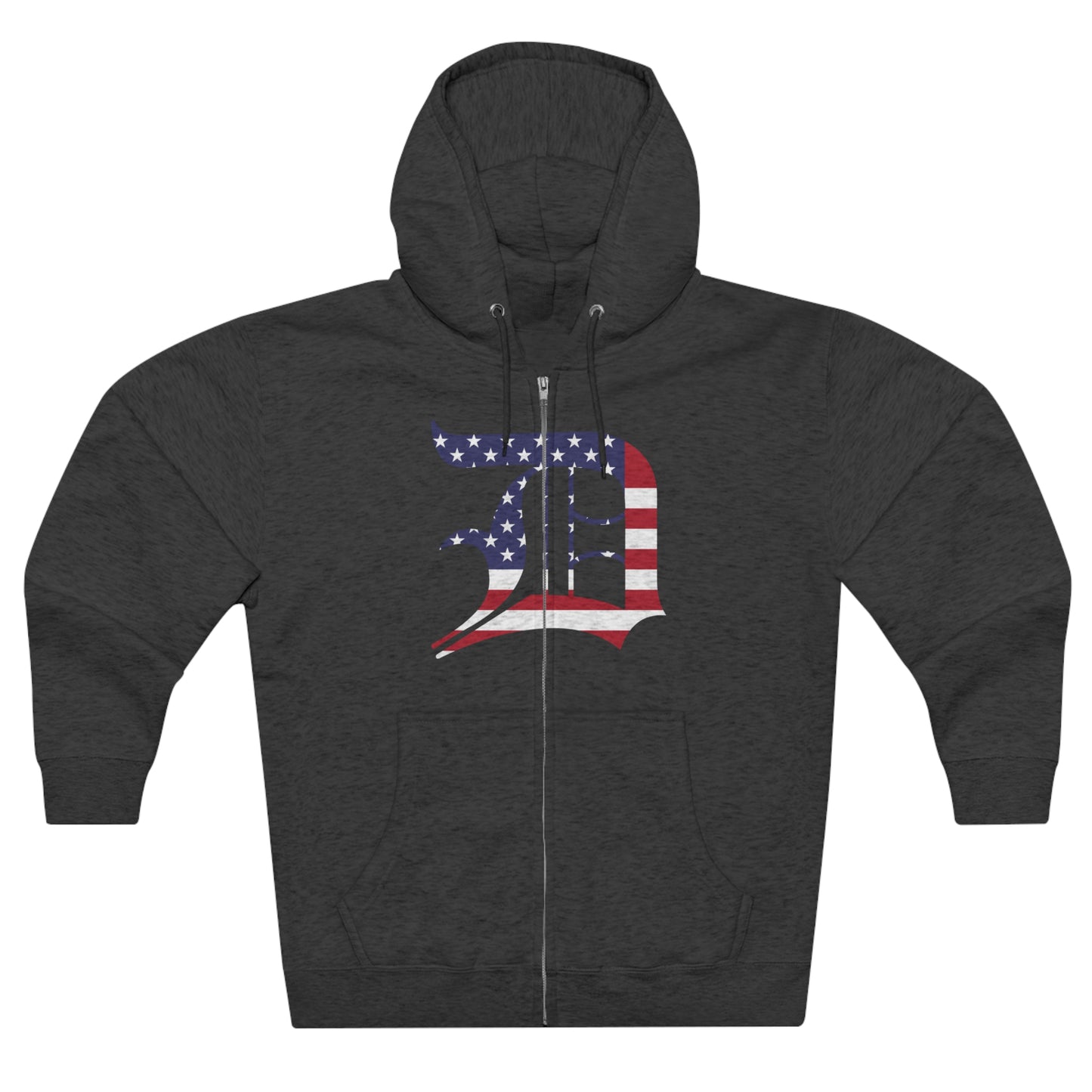 Detroit 'Old English D' Hoodie (Full-Body Patriotic Edition) | Unisex Full Zip