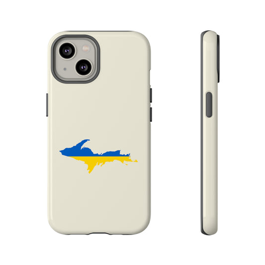 Michigan Upper Peninsula Tough Phone Case (Ivory Color w/ UP Ukraine Flag Outline) | Apple iPhone