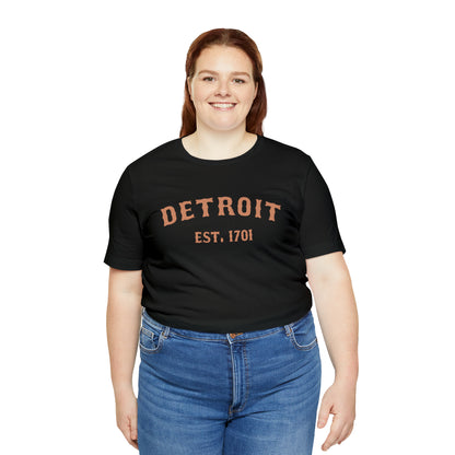 'Detroit EST. 1701' T-Shirt (Copper Ballpark Font) | Unisex Standard