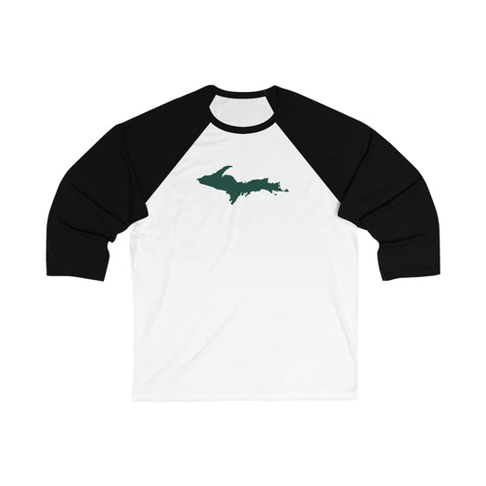 Michigan Upper Peninsula T-Shirt (w/ Green UP Outline)  | 3/4 Sleeve Baseball