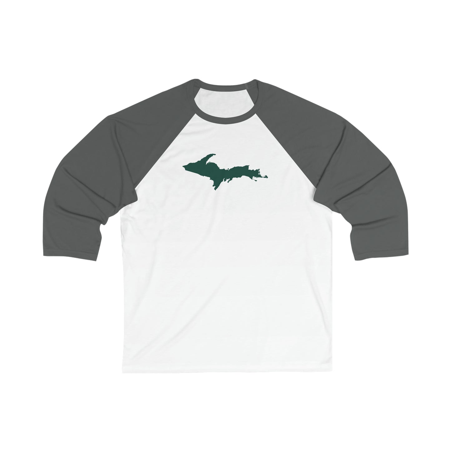 Michigan Upper Peninsula T-Shirt (w/ Green UP Outline)  | 3/4 Sleeve Baseball