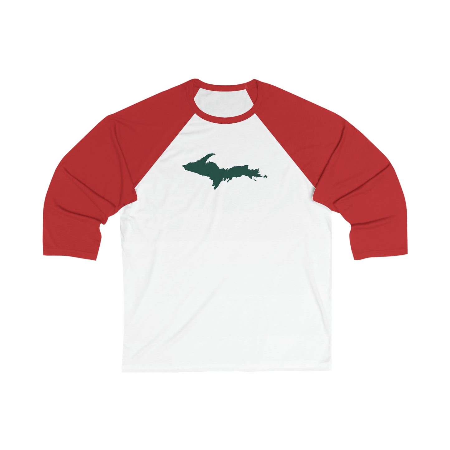 Michigan Upper Peninsula T-Shirt (w/ Green UP Outline)  | 3/4 Sleeve Baseball