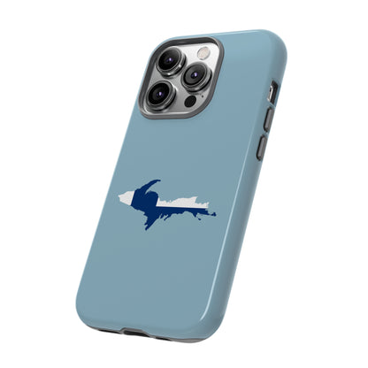 Michigan Upper Peninsula Tough Phone Case (Opal Blue w/ UP Finland Flag Outline) | Apple iPhone