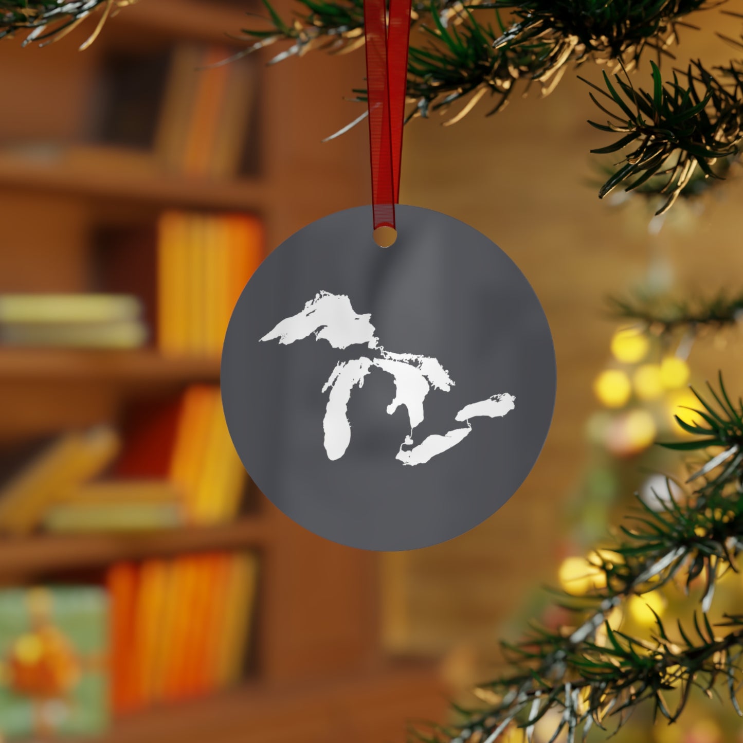 Great Lakes Christmas Ornament | Metal - Iron Ore Grey