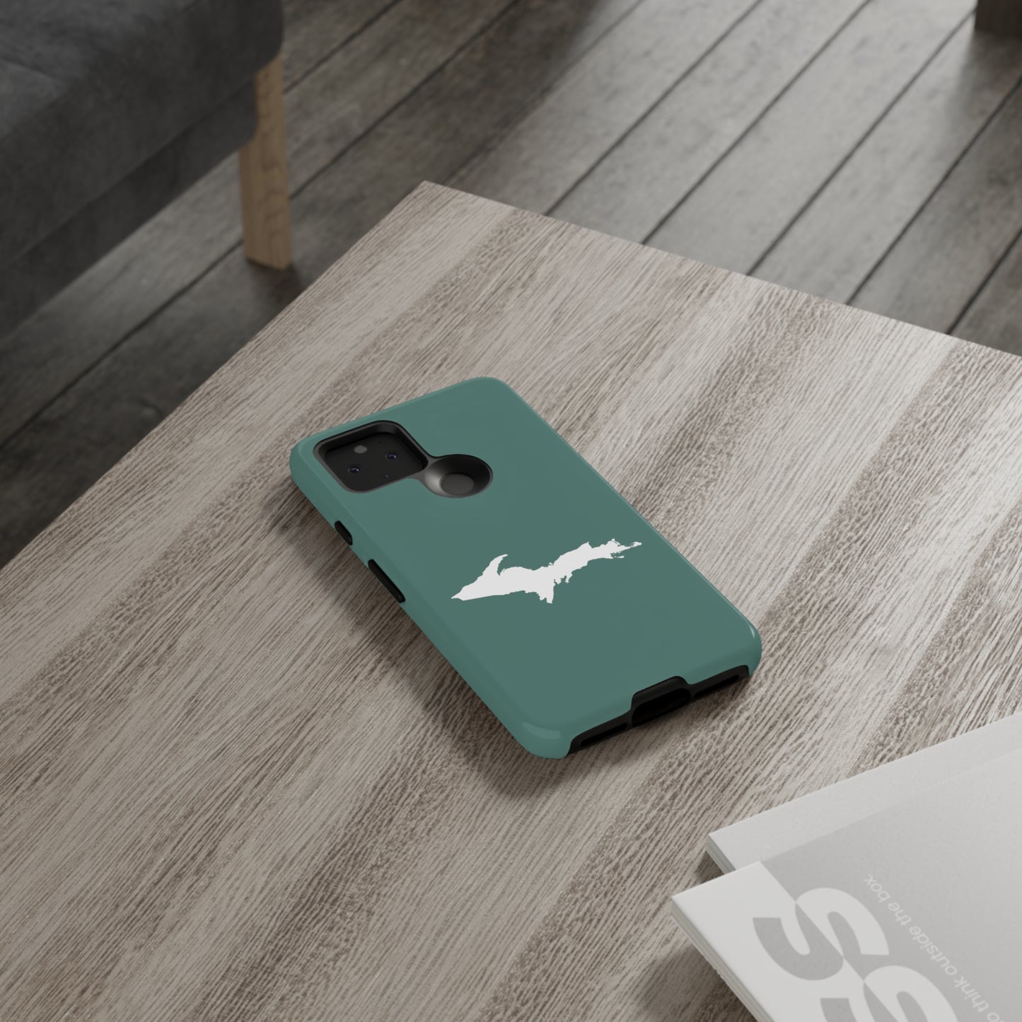 Michigan Upper Peninsula Tough Phone Case (Copper Green w/ UP Outline) | Samsung & Pixel Android