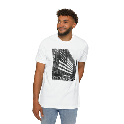 'American Flag at Hudson's Detroit' Photo T-Shirt (1920s) | Made in USA