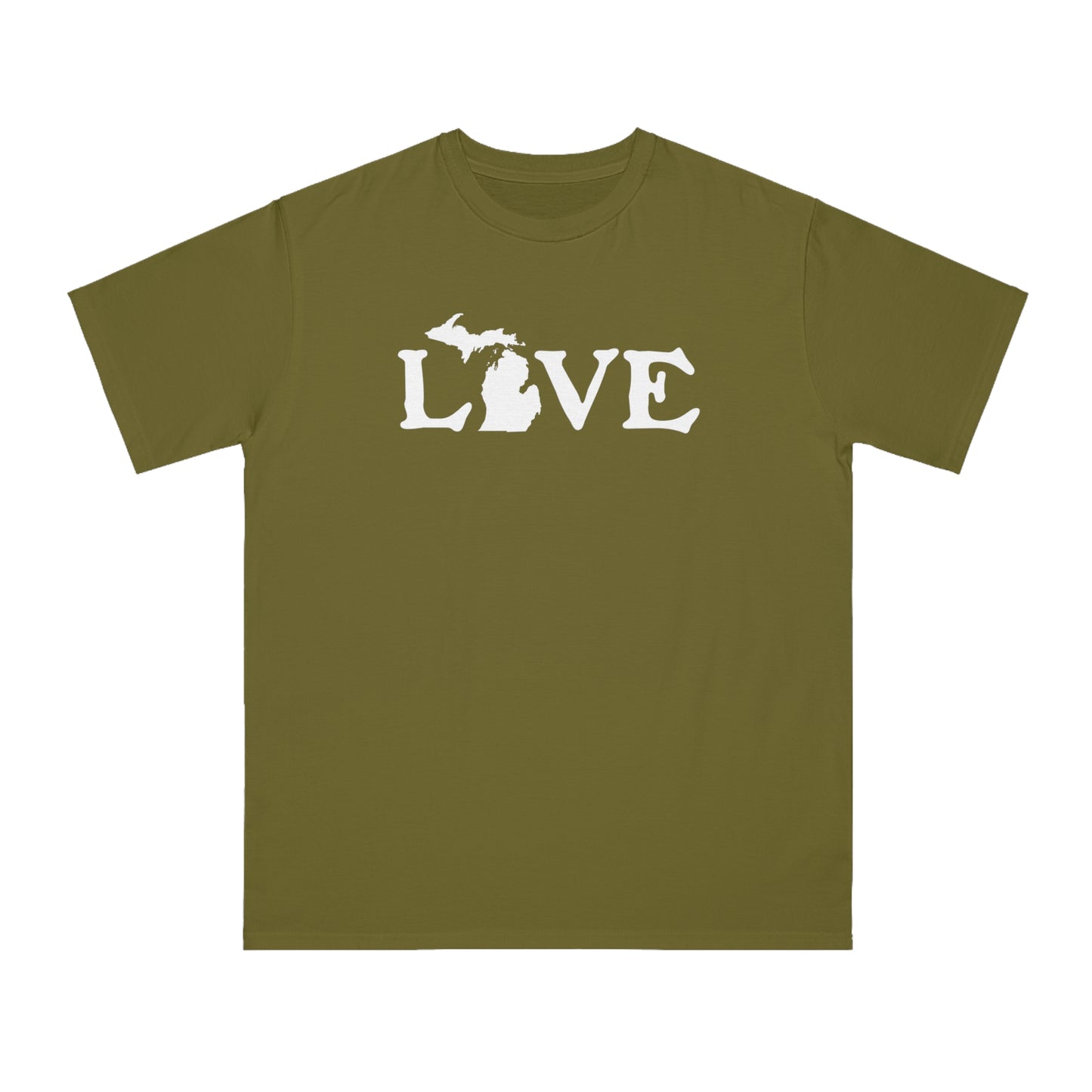 Michigan 'Love' T-Shirt (Woodcut Font) | Unisex Organic