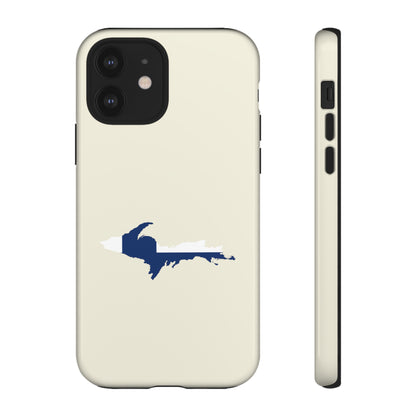 Michigan Upper Peninsula Tough Phone Case (Ivory Color w/ UP Finland Flag Outline) | Apple iPhone