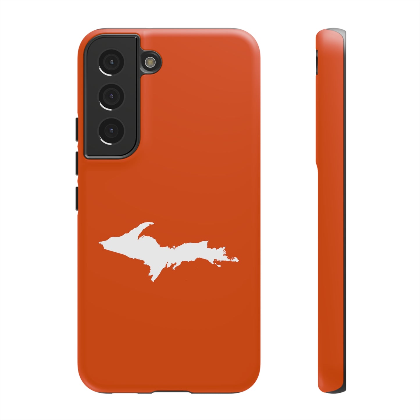 Michigan Upper Peninsula Tough Phone Case (Maple Leaf Orange w/ UP Outline) | Samsung & Pixel Android