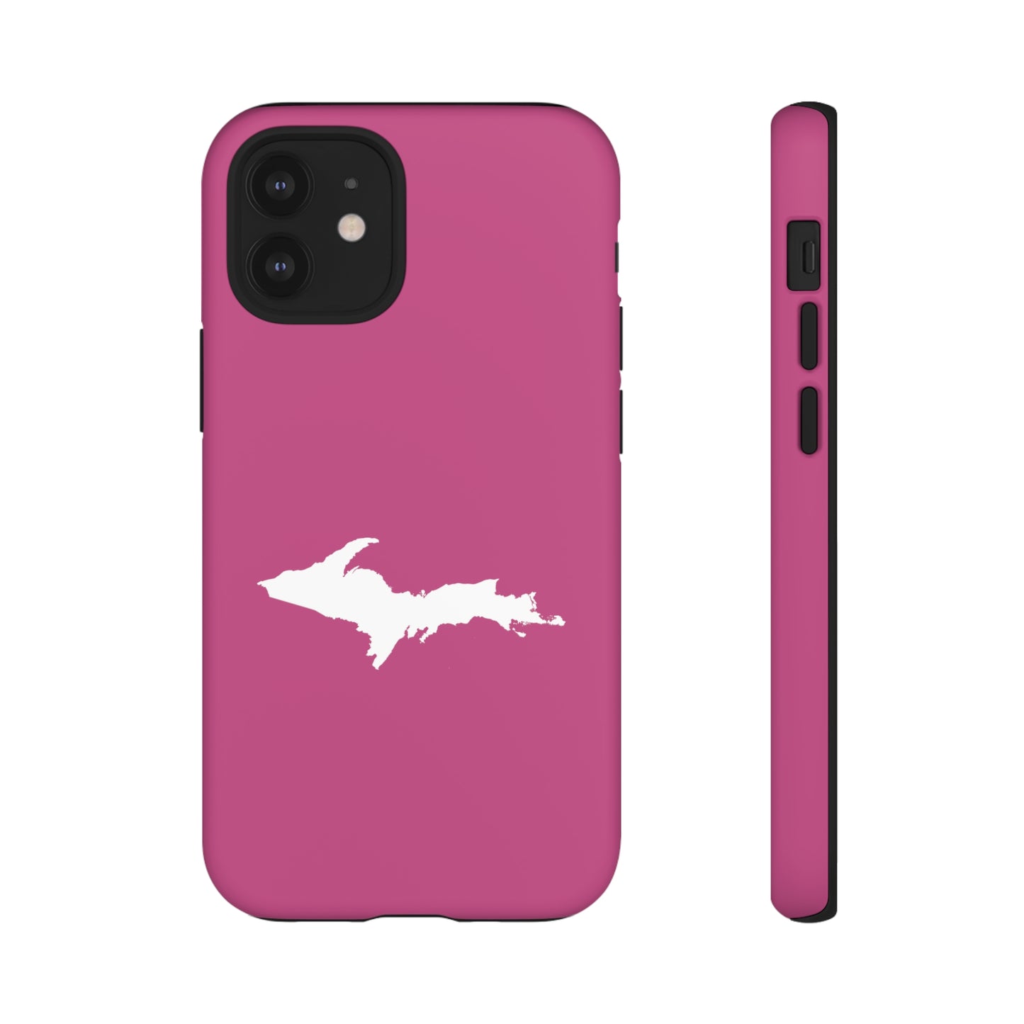 Michigan Upper Peninsula Tough Phone Case (Apple Blossom Pink w/ UP Outline) | Apple iPhone