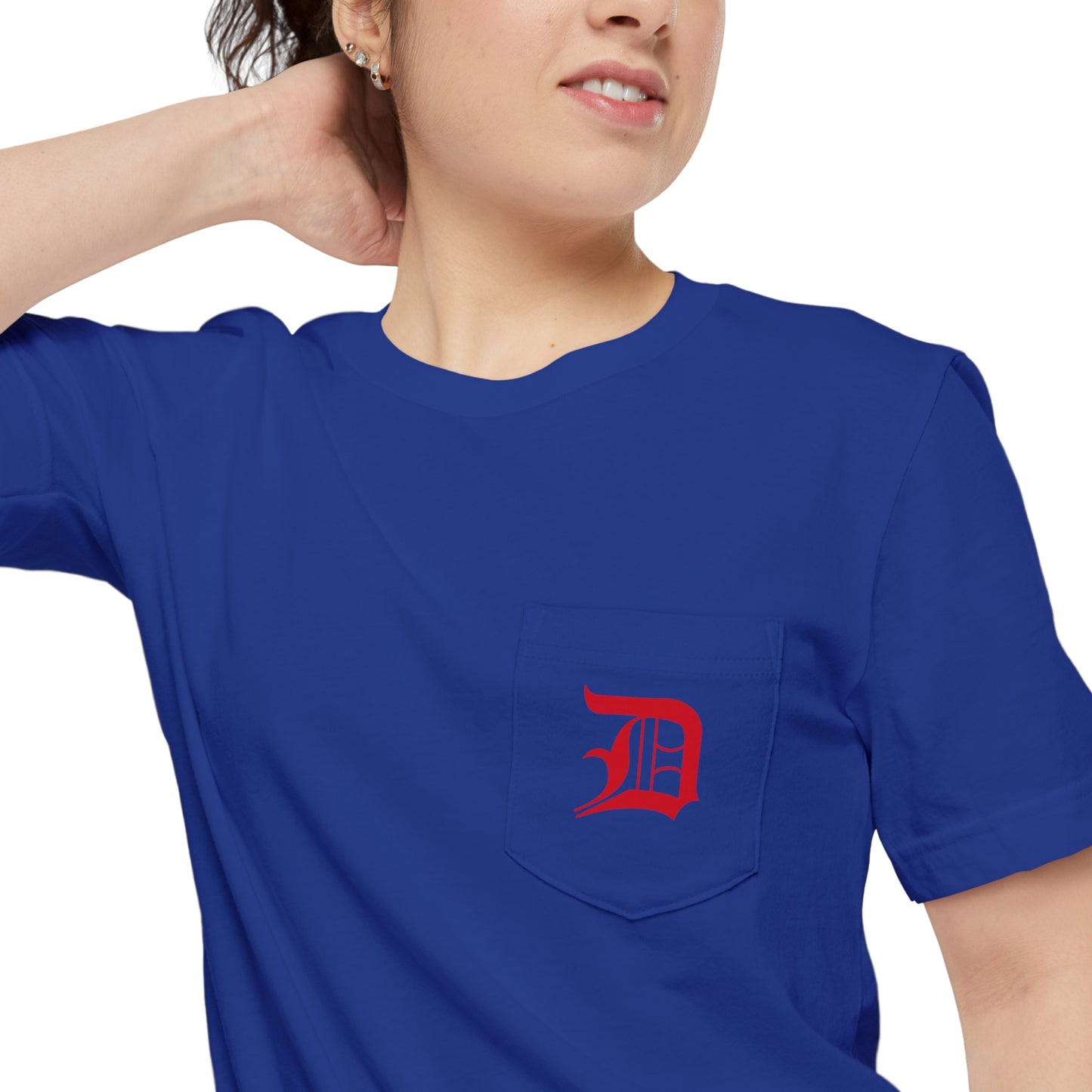 Detroit 'Old English D' Pocket T-Shirt (Aliform Red) | Unisex Standard