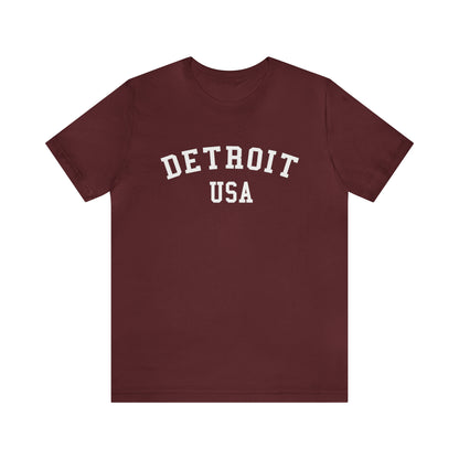 'Detroit USA' T-Shirt (Collegiate Font) | Unisex Standard