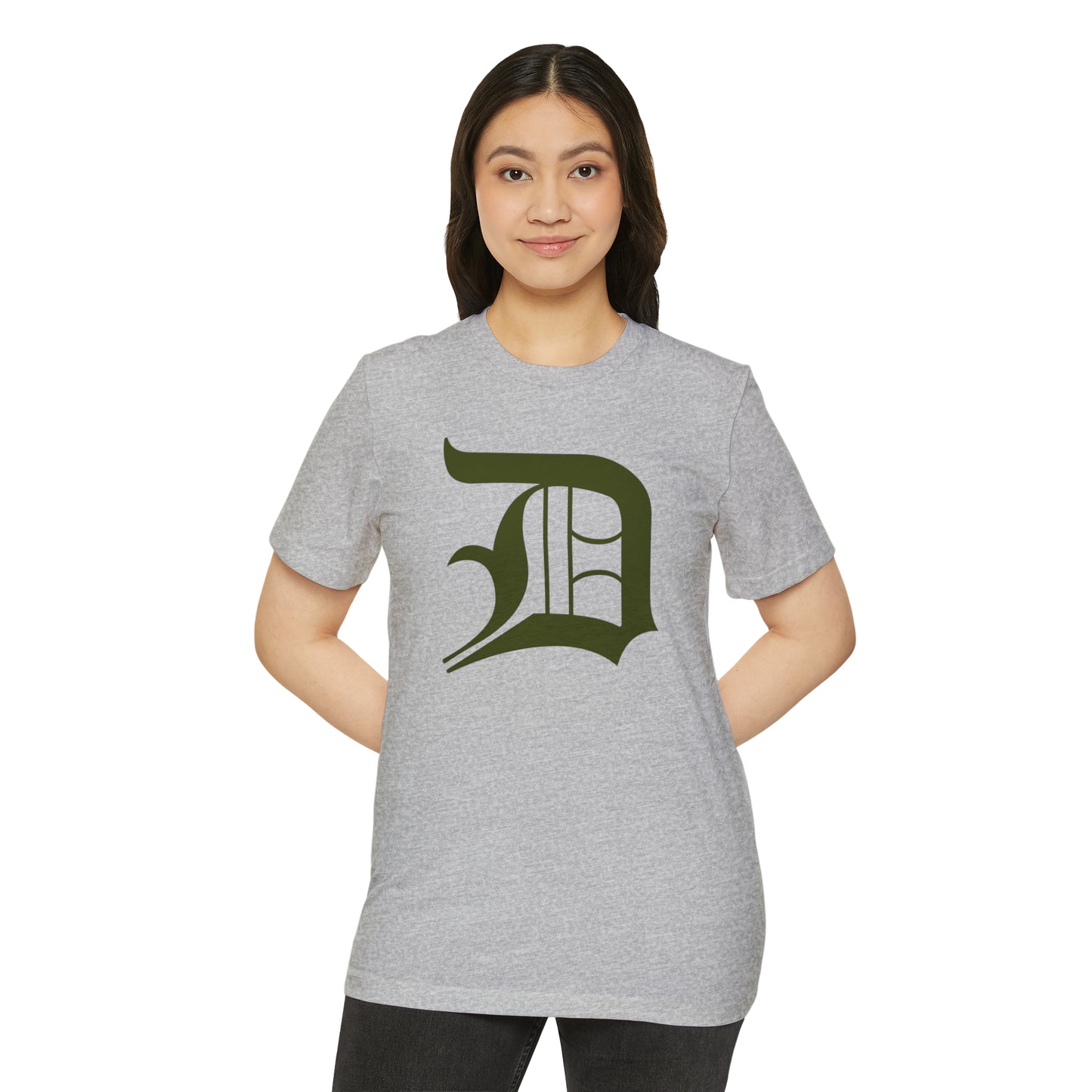 Detroit 'Old English D' T-Shirt (Army Green) | Unisex Recycled Organic