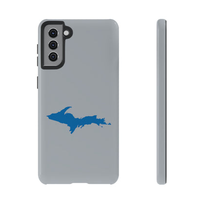 Michigan Upper Peninsula Tough Phone Case (Silver w/ Azure UP Outline) | Samsung & Pixel Android