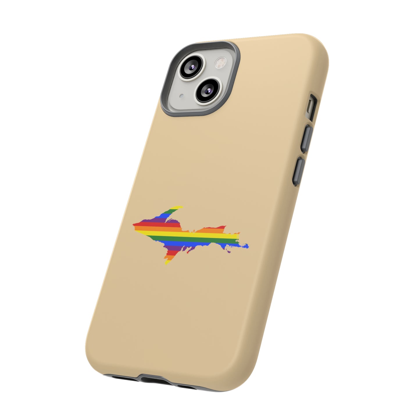 Michigan Upper Peninsula Tough Phone Case (Maple Color w/ UP Pride Flag Outline) | Apple iPhone