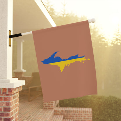 Michigan Upper Peninsula Home & Garden Flag (w/ UP Ukraine Flag) | Copper Color