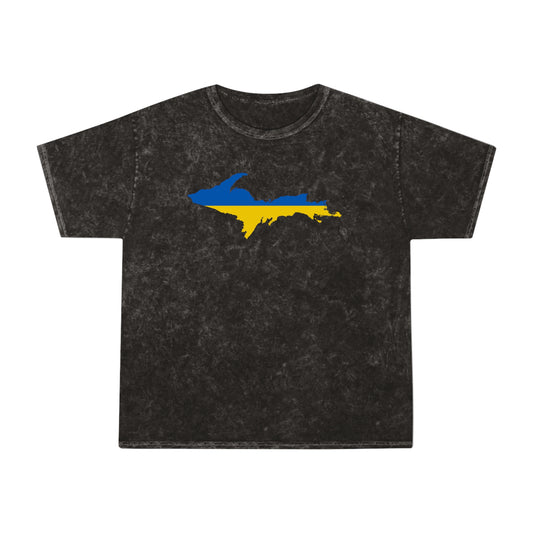 Michigan Upper Peninsula T-Shirt (w/ UP Ukraine Flag) | Unisex Mineral Wash