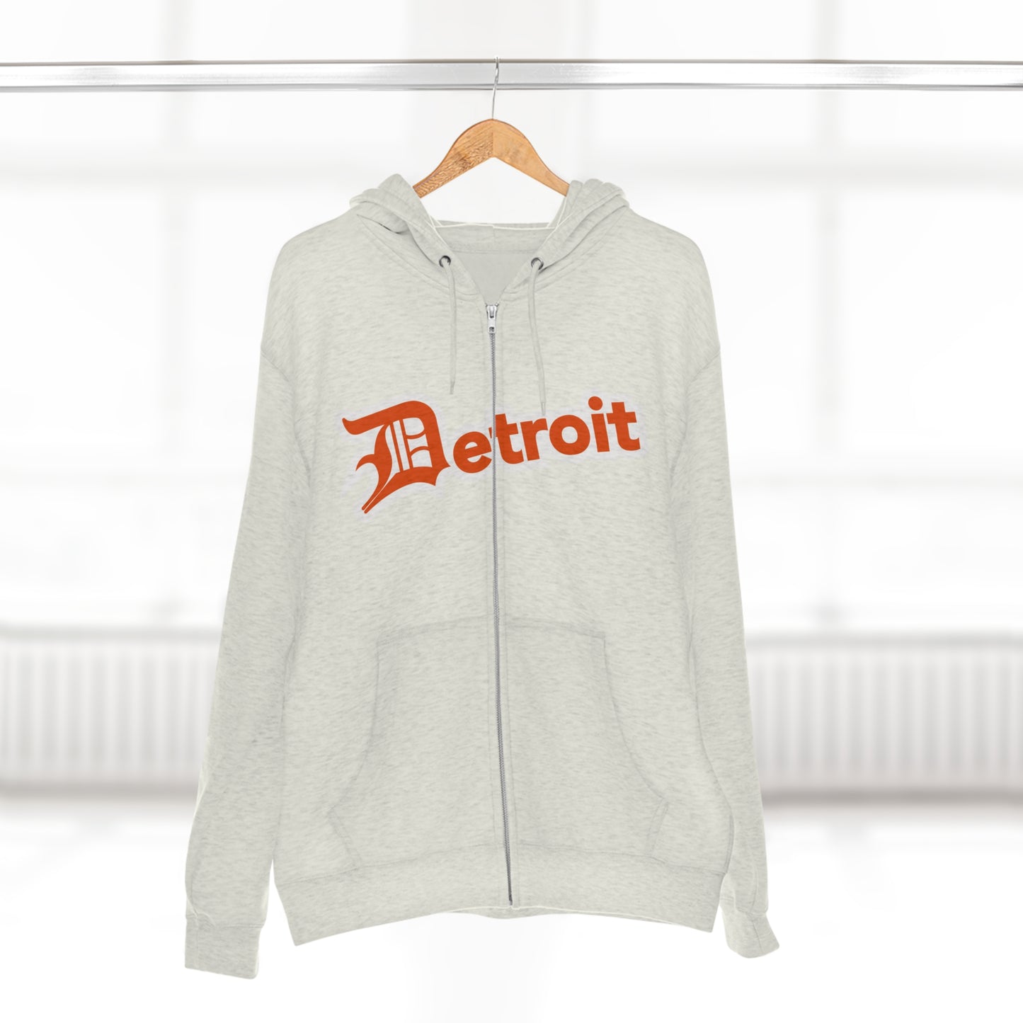 'Detroit' Hoodie (Maple Leaf Orange w/ Old English 'D') | Unisex Full Zip