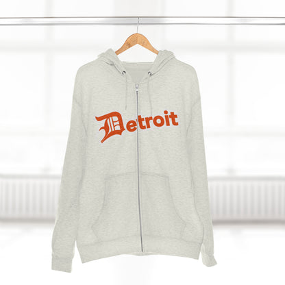 'Detroit' Hoodie (Maple Leaf Orange w/ Old English 'D') | Unisex Full Zip