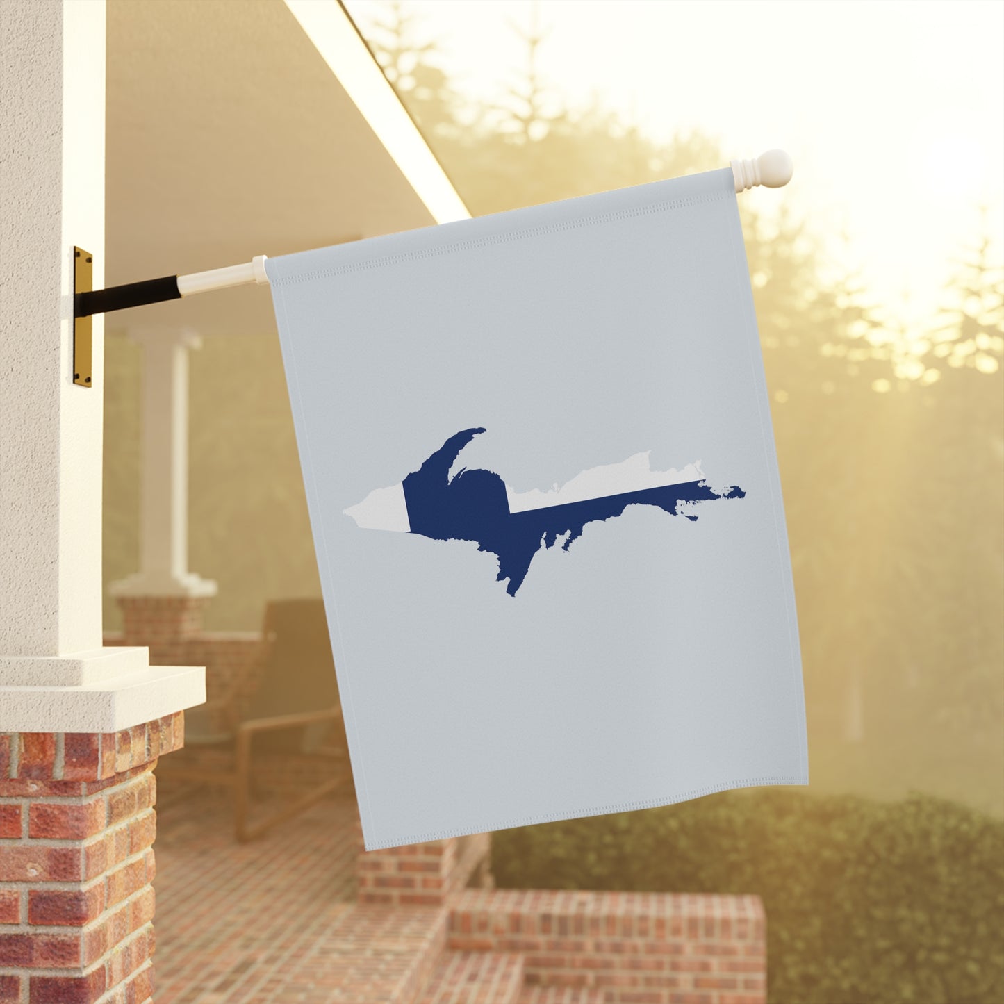 Michigan Upper Peninsula Home & Garden Flag (w/ UP Finland Flag) | Gossy White