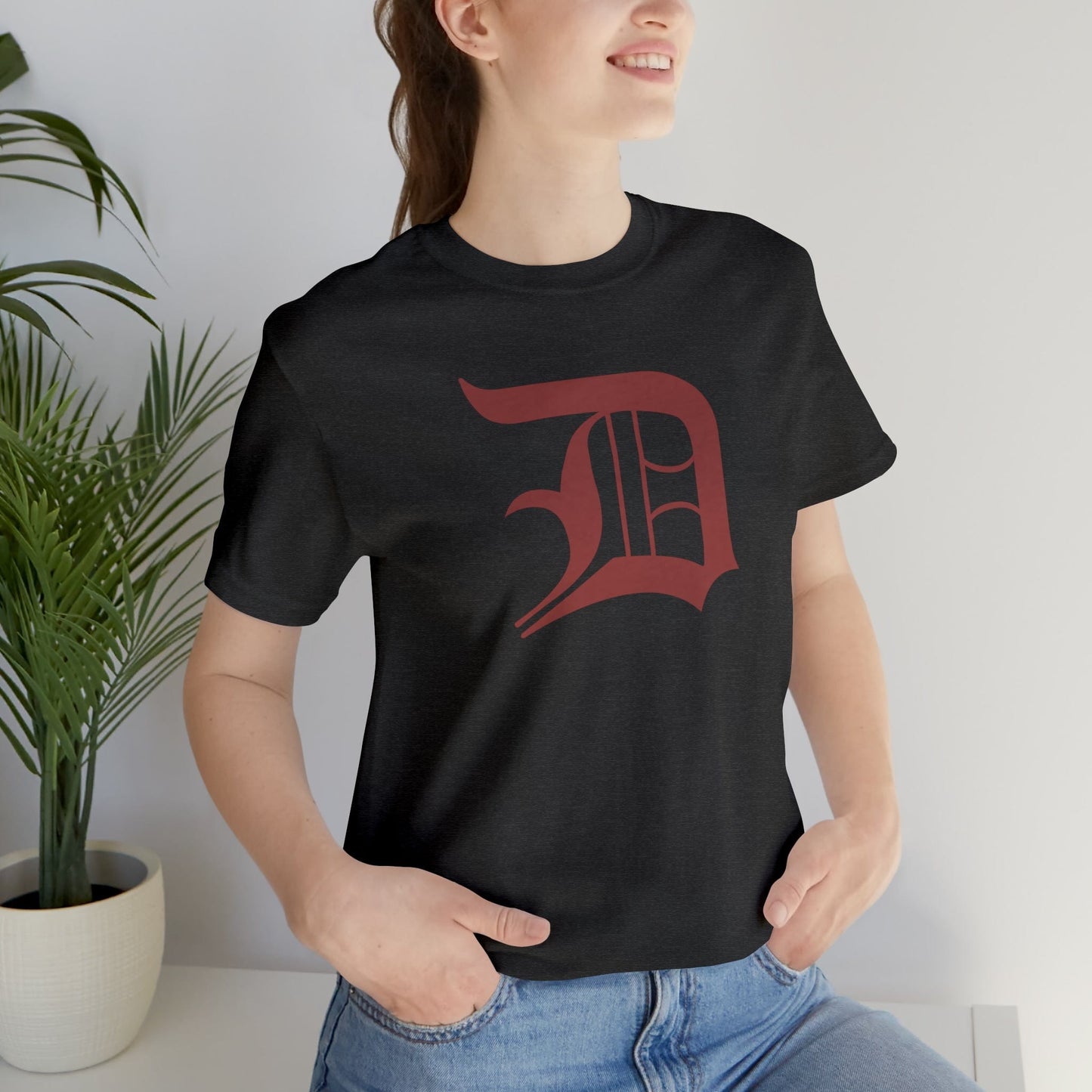 Detroit 'Old English D' T-Shirt (Ore Dock Red) | Unisex Standard