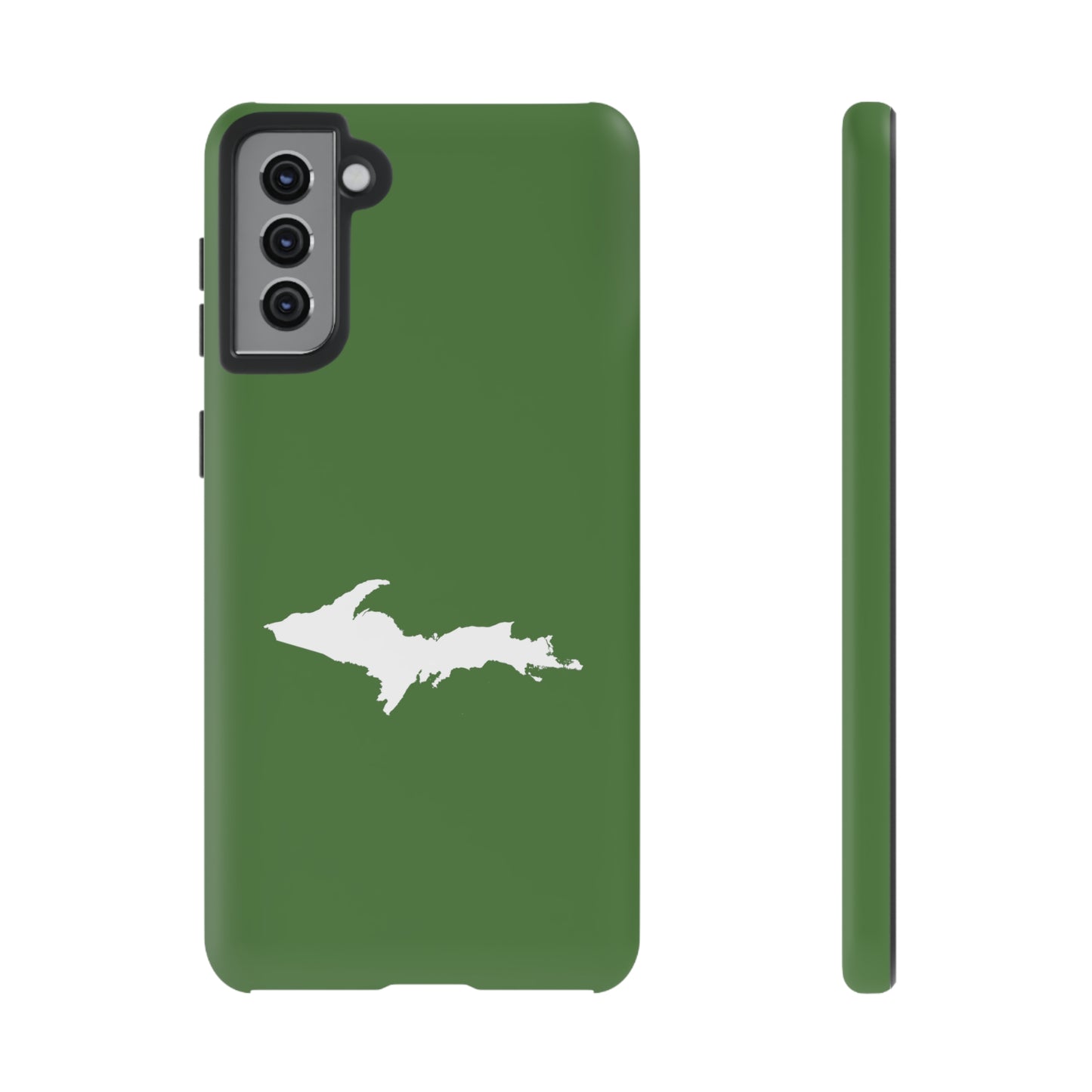 Michigan Upper Peninsula Tough Phone Case (Pine Green w/ UP Outline) | Samsung & Pixel Android