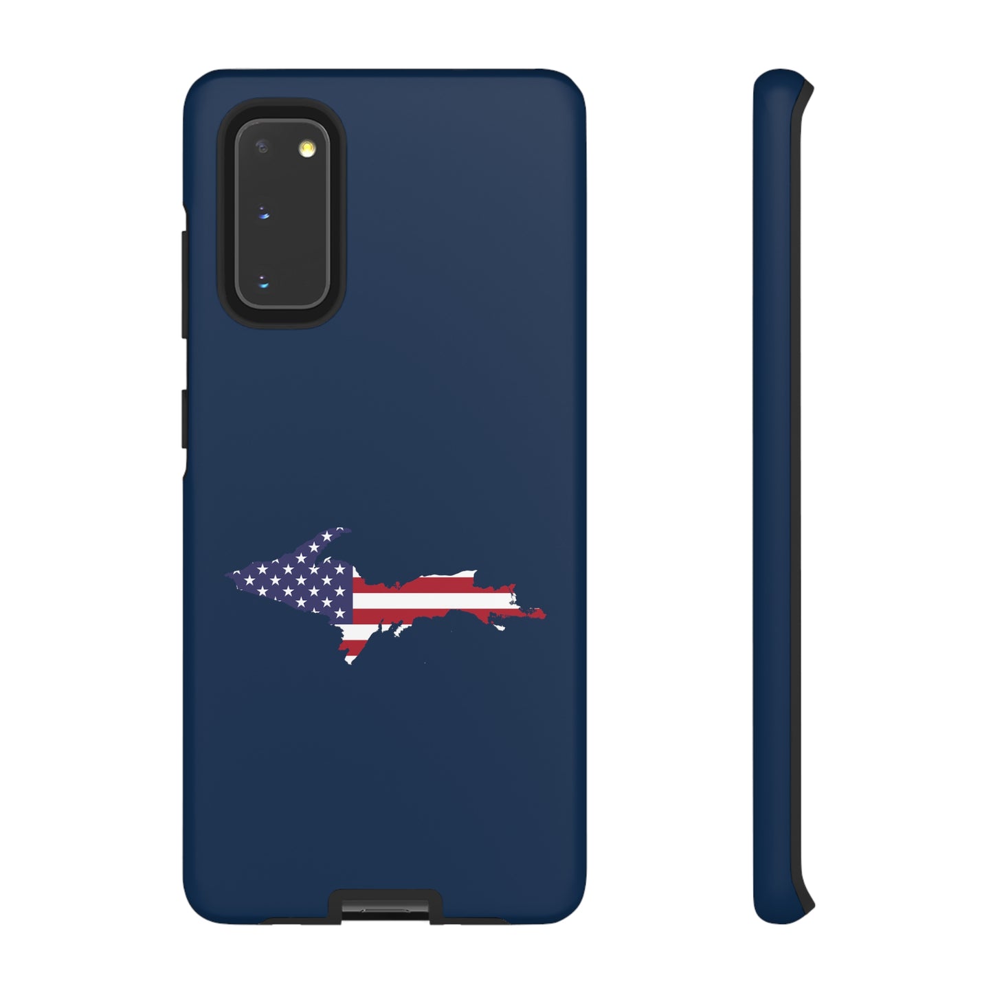 Michigan Upper Peninsula Tough Phone Case (Navy w/ UP USA Flag Outline) | Samsung & Pixel Android