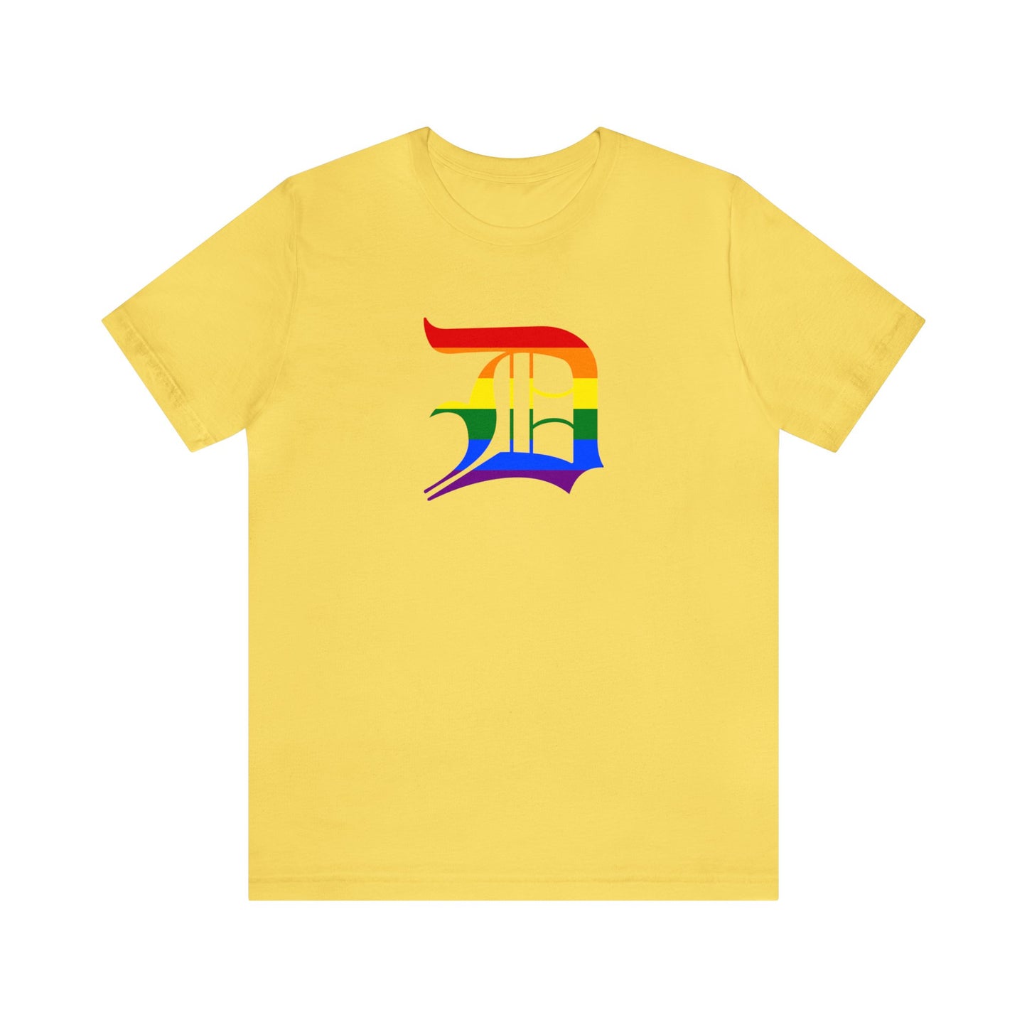 Detroit 'Old English D' T-Shirt (Rainbow Pride Edition) | Unisex Standard