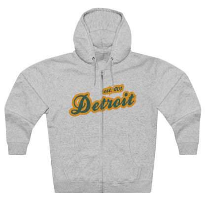 'Detroit EST 1701' Hoodie (Ginger Ale Green Script Font) | Unisex Full Zip