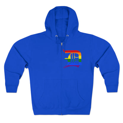 Detroit 'Old English D' Hoodie (Rainbow Pride Edition) | Unisex Full Zip