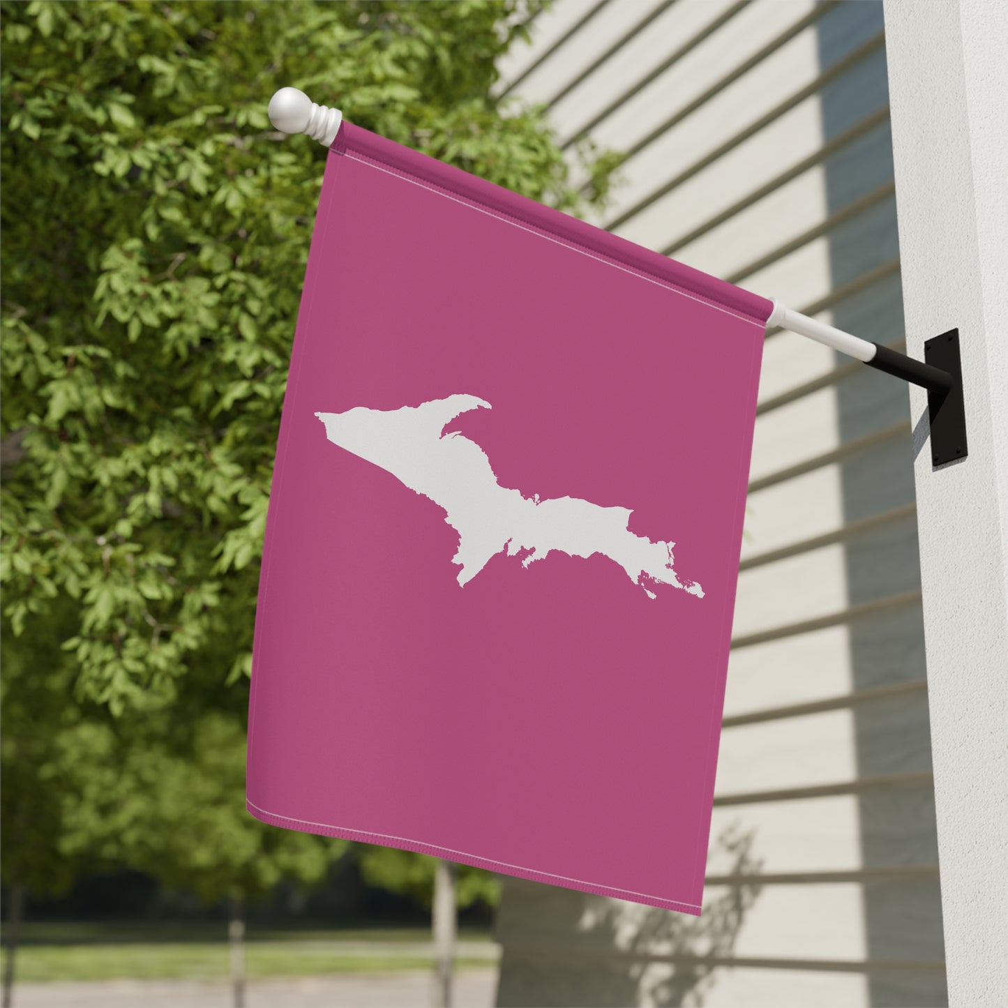 Michigan Upper Peninsula Home & Garden Flag (w/ UP Outline) | Apple Blossom Pink