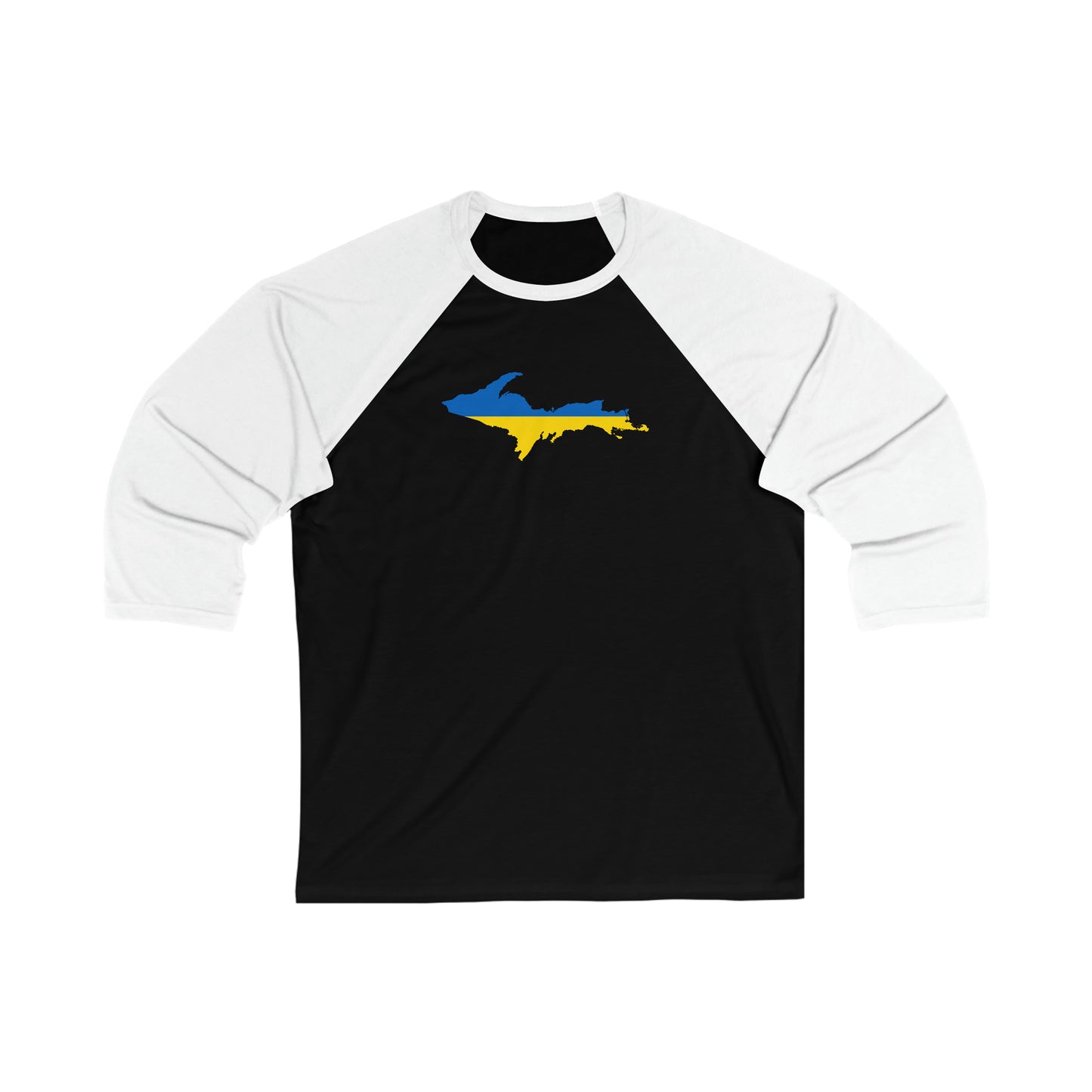 Michigan Upper Peninsula T-Shirt (w/ UP Ukraine Flag)  | 3/4 Sleeve Baseball