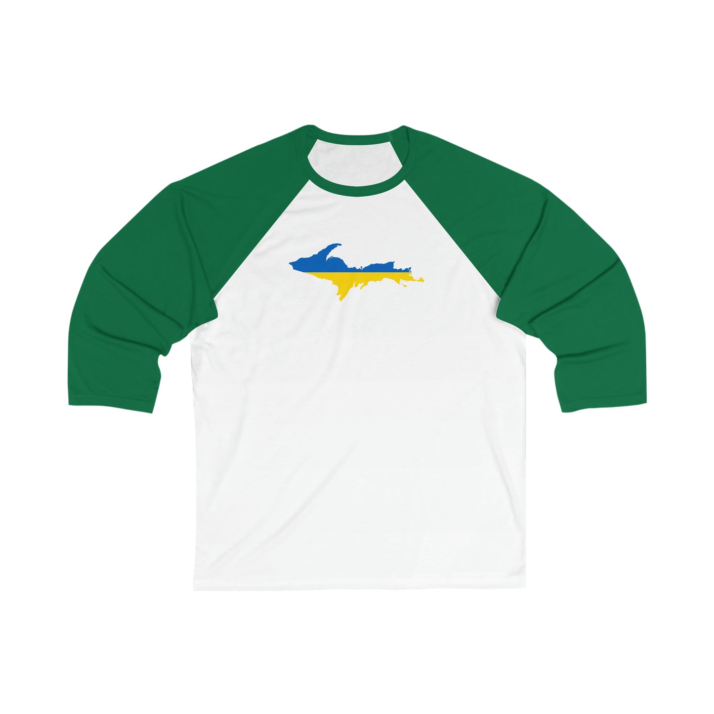Michigan Upper Peninsula T-Shirt (w/ UP Ukraine Flag)  | 3/4 Sleeve Baseball
