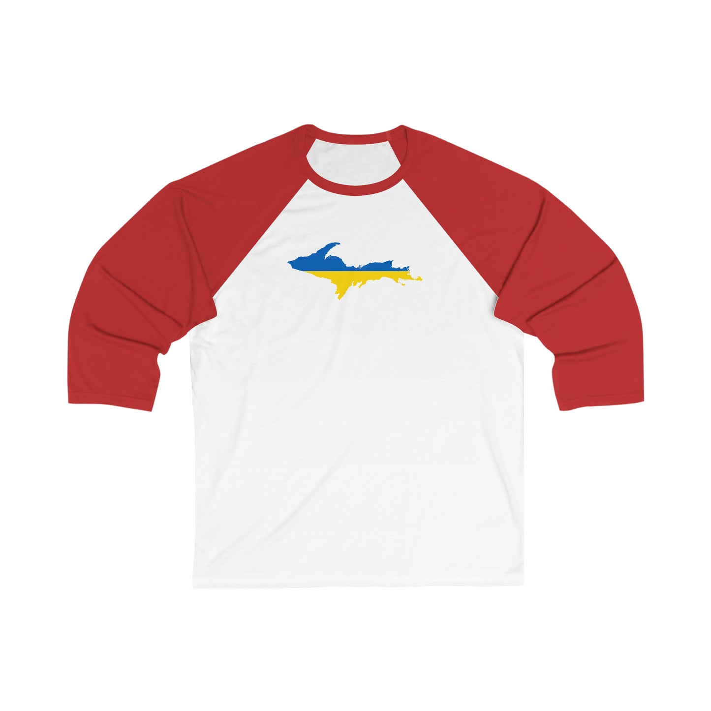 Michigan Upper Peninsula T-Shirt (w/ UP Ukraine Flag)  | 3/4 Sleeve Baseball