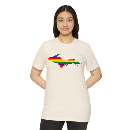 Michigan Upper Peninsula T-Shirt (w/ UP Rainbow Pride Flag) | Unisex Recycled Organic