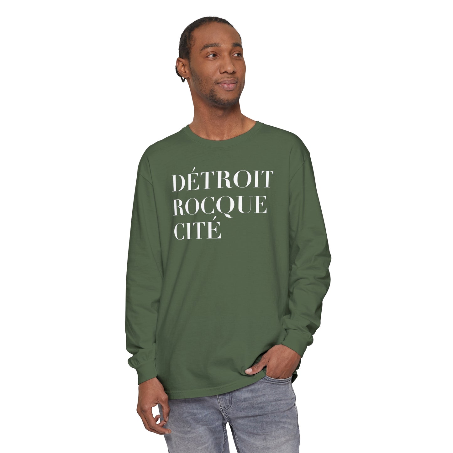 'Détroit Rocque Cité' Garment-Dyed T-Shirt | Unisex Long Sleeve