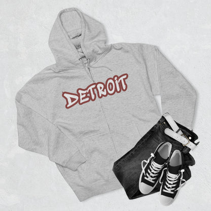 'Detroit' Hoodie (Ore Dock Red Tag Font) | Unisex Full Zip