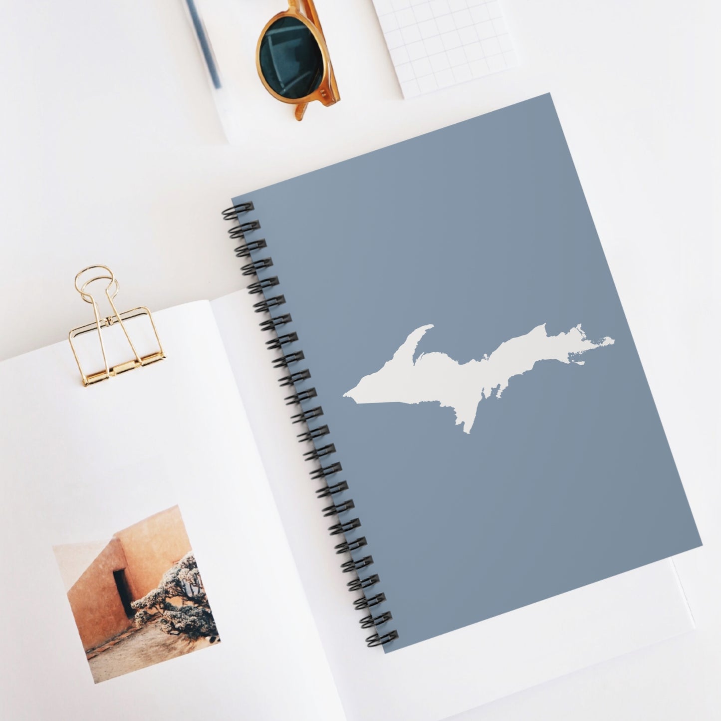 Michigan Upper Peninsula Spiral Notebook (w/ UP Outline) | B-24 Grey