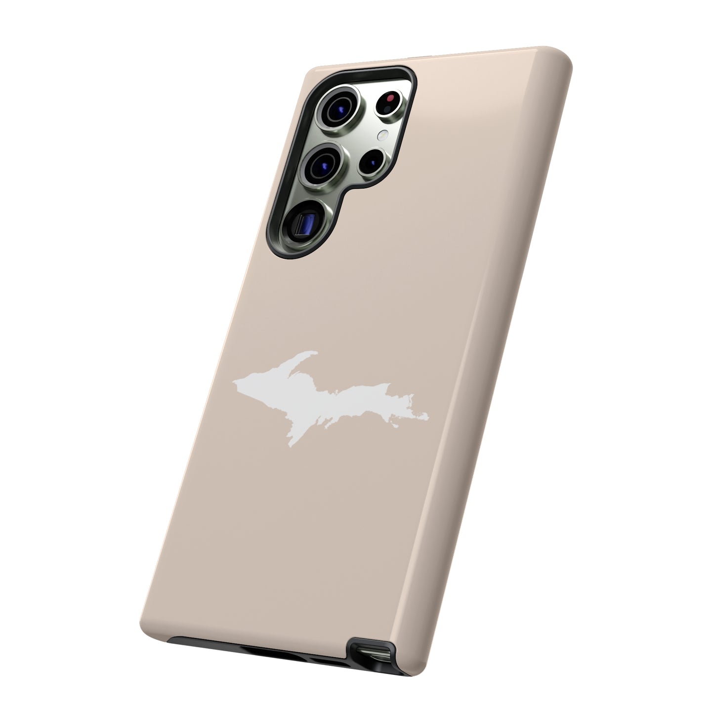 Michigan Upper Peninsula Tough Phone Case (White Pine Color w/ UP Outline) | Samsung & Pixel Android