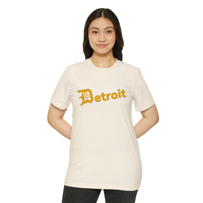 'Detroit' T-Shirt (Gold Old English 'D') | Unisex Recycled Organic