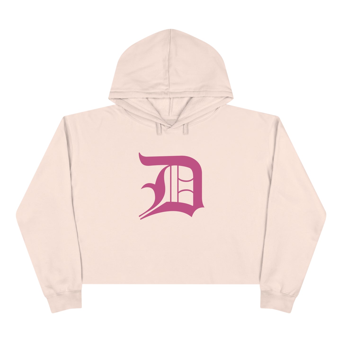 Detroit 'Old English D' Cropped Hoodie (Apple Blossom Pink)