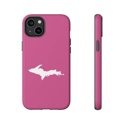 Michigan Upper Peninsula Tough Phone Case (Apple Blossom Pink w/ UP Outline) | Apple iPhone