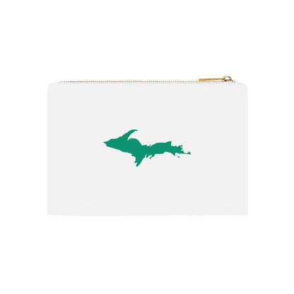 Michigan Upper Peninsula Cosmetic Bag (Emerald Green Outline) | Cotton Canvas