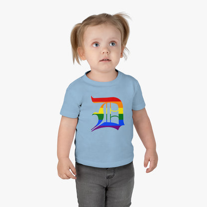 Detroit 'Old English D' Infant T-Shirt (Rainbow Pride Edition) | Short Sleeve