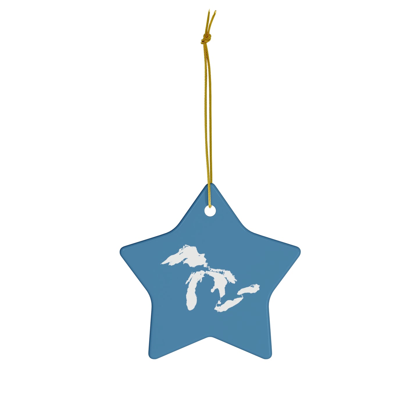 Great Lakes Christmas Ornament (Lake Michigan Blue) | Ceramic - 4 Shapes